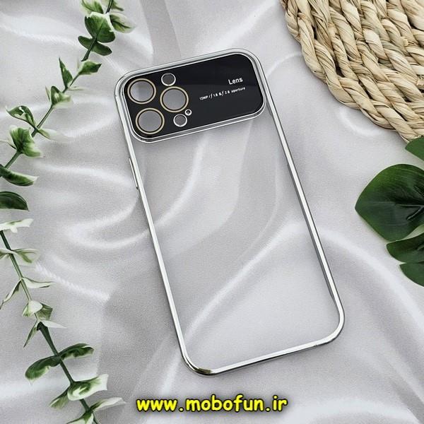 قاب گوشی iPhone 12 Pro Max آیفون طرح طلقی شیشه ای Camera Lens شفاف اورجینال CREATIVE CASE سری Q SERIES رنگ نقره ای کد 686